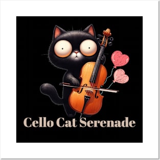 Funny Cat Playing Violin Cello Musician Music Posters and Art